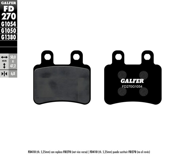 BremsbeläGe Galfer FD270G1054 Semi-Metall Vorne 6,8Mm FüR Italjet Millenium-image