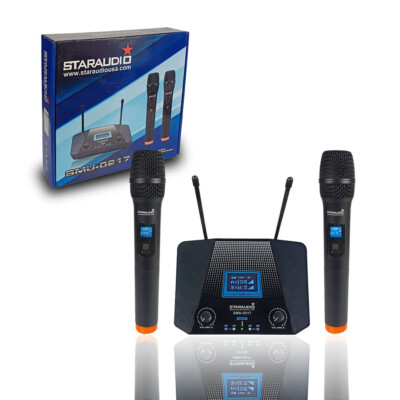 Wireless Microphone System 2 Channel UHF Handheld Microphone Audio Party KTV Mic