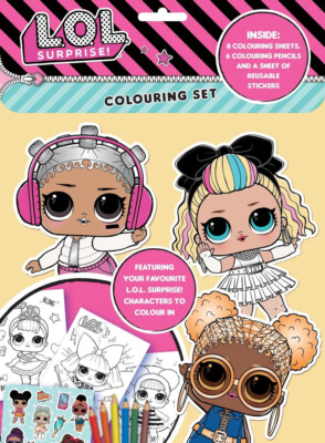 LOL Surprise Dolls Colouring Sheets Childrens Stickers Pencils