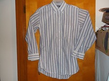 STAFFORD MEN'S GREY STRIPE L/S BUTTON DOWN COLLAR DRESS SHIRT ..SZ 15-- 32-33