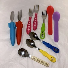 10child utensils Pair Fred 3-2-1 rocket set/total 4forks 6 Spoons Gently Used