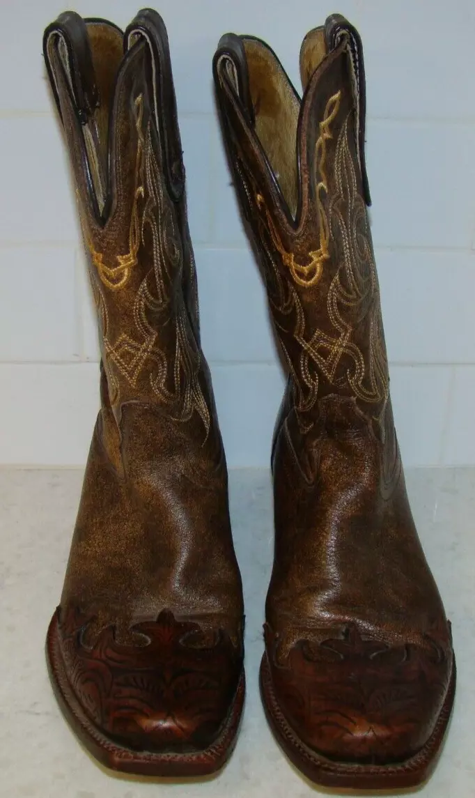 Tony Lama Women s 8.5 B Bark Santa Fe VF6004 Wingtip Cowboy Boots