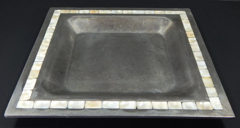 TOALLA PLATEROS MADREPERLA METAL PLATO CUADRADO PLATO BANDEJA PARA SERVIR DE COLECCIÓN Foto 2 de 4