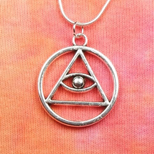 All Seeing Eye of Providence Necklace, Triangle Circle God Psi Charm Pendant nb - Afbeelding 1 van 7