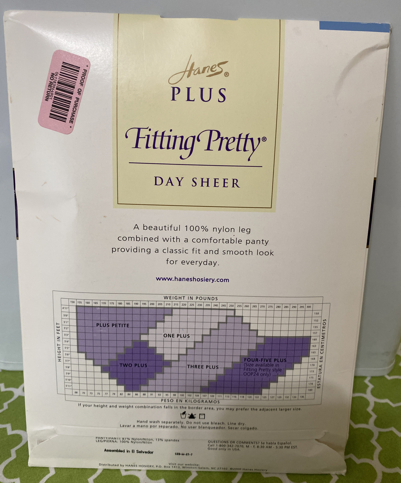 Hanes Plus Fitting Pretty DAY SHEER Size One Plus Pearl Control Top Pantyhose