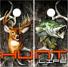 Bass and Buck Hunt Life Camo LAMINATED Cornhole Wrap Bag Toss Skin Decal