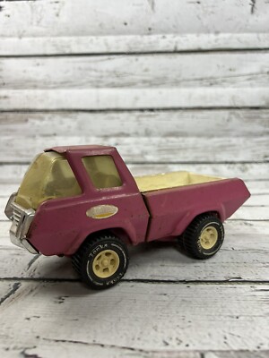 VTG Tonka Pickup Truck Pink 70s Pressed Steel Small Metal Toy