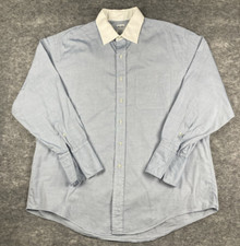 Brooks Brothers Makers Dress Shirt Mens 17 3 Relaxed Contrast Collar French Cuff
