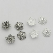 925 Sterling Silver Flower Floral Blossom Bead Cap Spacer for Bracelet 7.5mm