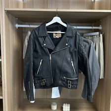 Vintage Ami International London Genuine Leather Jacket Size 42 Black