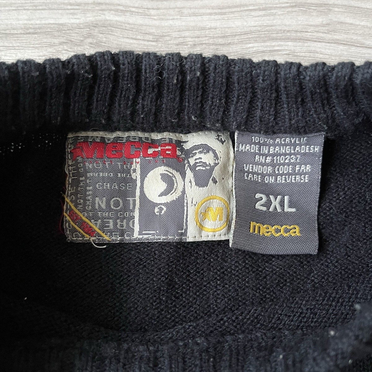 ＠HASE＠ Vintage Mecca USA Stripe Knit Sweater Size 2XL Black Red Y2K