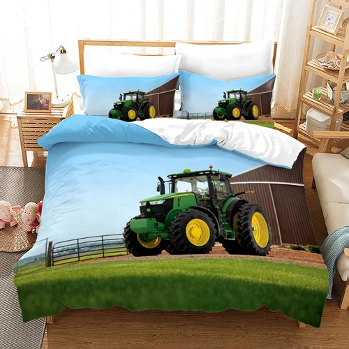 Moda 3D Tractor Agrícola Funda Nórdica Juego de Sábanas Individual Doble Nuevo - Imagen 2 de 10