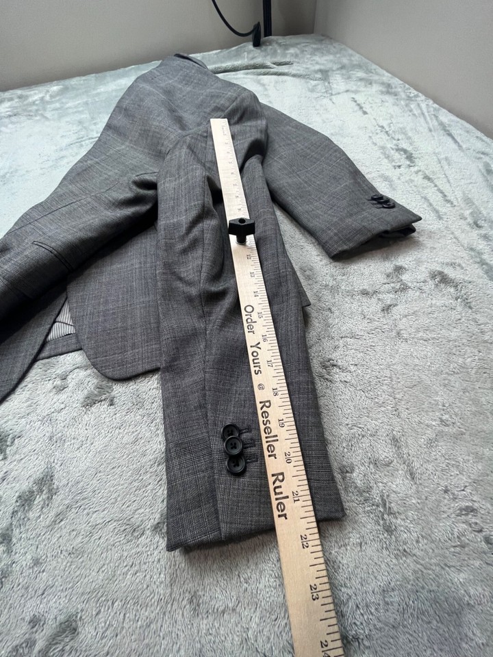 Banana Republic Mens 38S Tailored Fit Wool Blazer Grey Plaid Jacket
