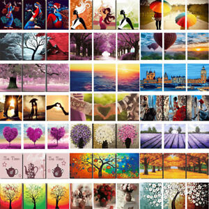 details about 3 pieces canvas diy paint by number kit digital oil painting home wall decor