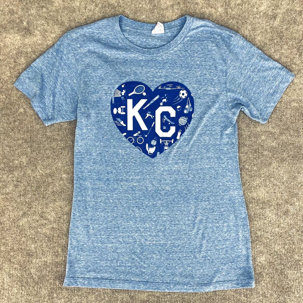 Royals Womens M Shirt Charlie Hustle Blue WinKC Kansas City Heart