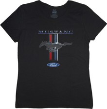 Ladies T-shirt Ford Mustang Pony Tri Bar Design Womens Size Tee Shirt