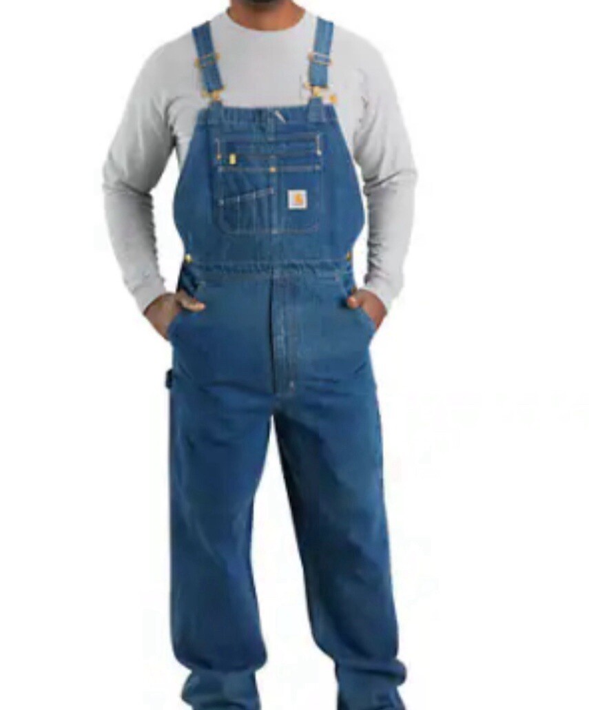 NWT Carhartt Overalls Mens 32 X 28 Denim Carpenter Bib