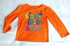 Baby Girls L/S Halloween T-Shirt WICKEDLY CUTE Orange WITCH HAT BROOM Size 12 MO