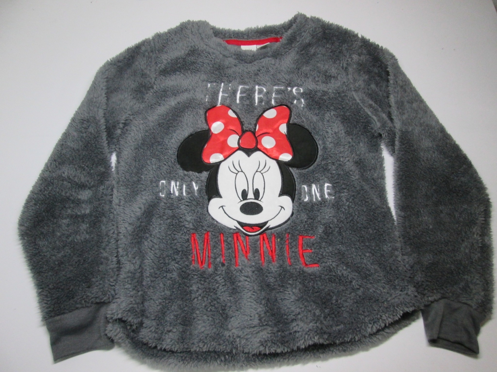 Mickey & Co Girls Size M Sweatshirt Gray Long Sleeve Crew Neck Minnie Print