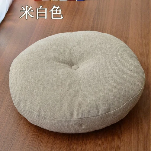 Linen Floor Pillow Seating Cushion with Removable Zippered Cover Thick Round 18" - Picture 7 of 22