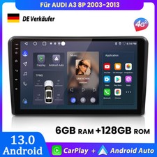 6+128GB Carplay Autoradio GPS NAVI BT FM DAB+ Android13 Für AUDI A3 8P 2003-2013