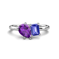 Amethyst  Tanzanite 4 Prong Duo Engagement Ring 2 1/6 ctw 14K Gold JP:274168
