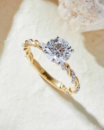 1.50ct Lab-Grown Diamond Engagement Ring Twisted Two-Tone Gold Band