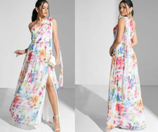 Adrianna Papell Womens Floral Crinkle Chiffon Dress, Ivory/Multi, Size 6 - NWT!