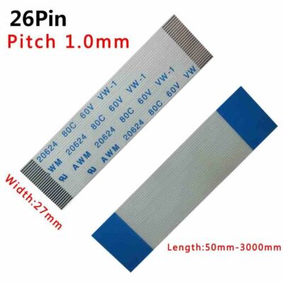 FFC/FPC Flexible Flat Cable Pitch 1.0mm 26-Pin 26P 80C 60V VW-1 50-3000mm W:27mm