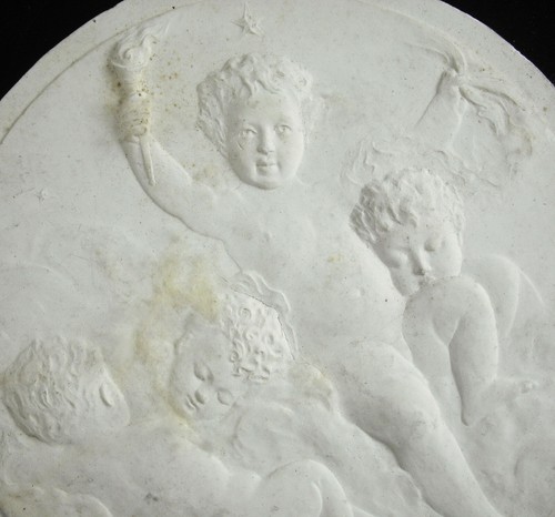 Paar Religiöse Medaillons 24 Cm Schlafende Engel Putten Gussprobe Ca. 1950 - Bild 6 von 6