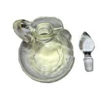 Vintage Vinager Cruet Clear Glass W Solid Ground Glass Lid 6 Oz 