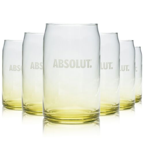 6x Absolut Vodka Glas 0,25l Becher GELB Sensations Longdrink Gläser Gastro Eiche - Afbeelding 1 van 3
