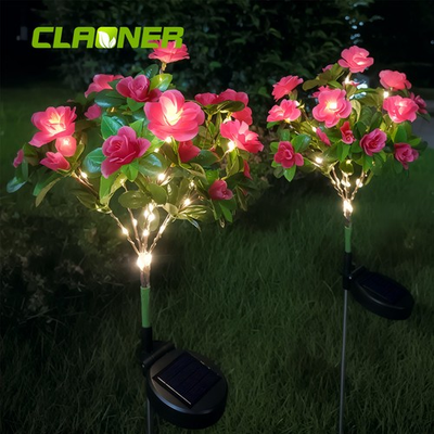#ad 2Pack Solar Flower Light Outdoor Artificial Azalea Lights Waterproof Garden Yard $14.99