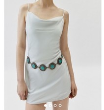 Urban Outfitters Mallory Cowl Neck Slip Dress White Sz L Slinky Wedding 90s Insp