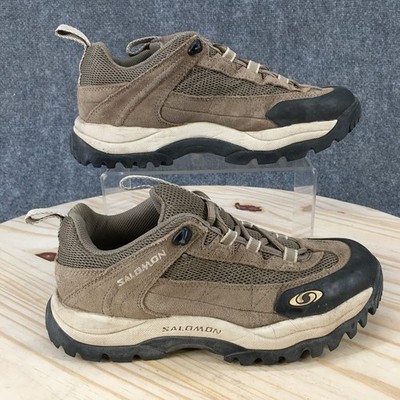 Salomon Shoes Womens 6 Beige YS8 Contagrip Hiking Sneakers Suede Outdoor Low