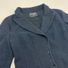 Chanel Navy Blue Tweed Blazer Jacket 02A P19721V11258 94305
