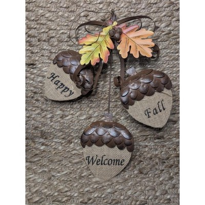 E-view Fall Metal Acorn Hanging Decor Front Door Wall Autumn Thanksgiving Decor