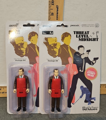 Two of Toby Flenderson as Hostage #4 ReAction figure-Threat Level Midnight. NEW