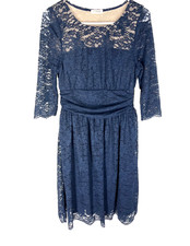 Kiyonna Dress Womens Blue Lace Scalloped Cocktail Formal Party Made USA NEW NWT