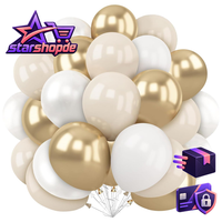 Luftballons Beige Weiß Gold 60 StüCk Latex Deko FüR Feier Hochzeit Geburtstag
