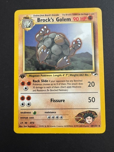 Brock's Golem 1st Edition 20/132 Gym Heroes Pokemon TCG NM/EX