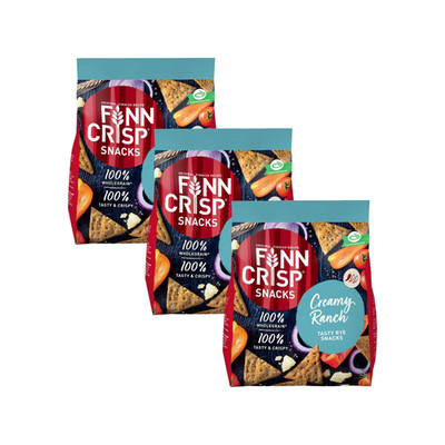 3x Finn Crisp Creamy Ranch Rye Snacks 150g Vollkorn Roggenchips Finnischer Snack
