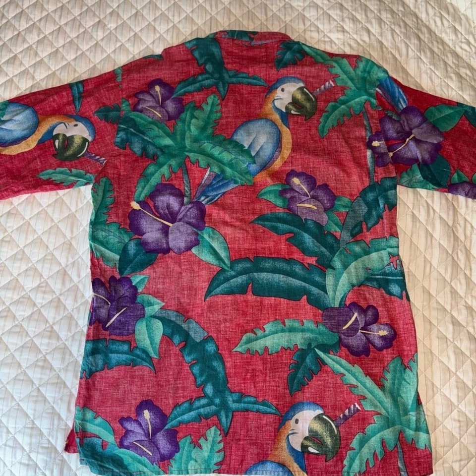 Camisa Hawaiana Union Bay De Colección Loro Tropical Floral Hecha en Hong Kong Talla S Foto 4 de 4
