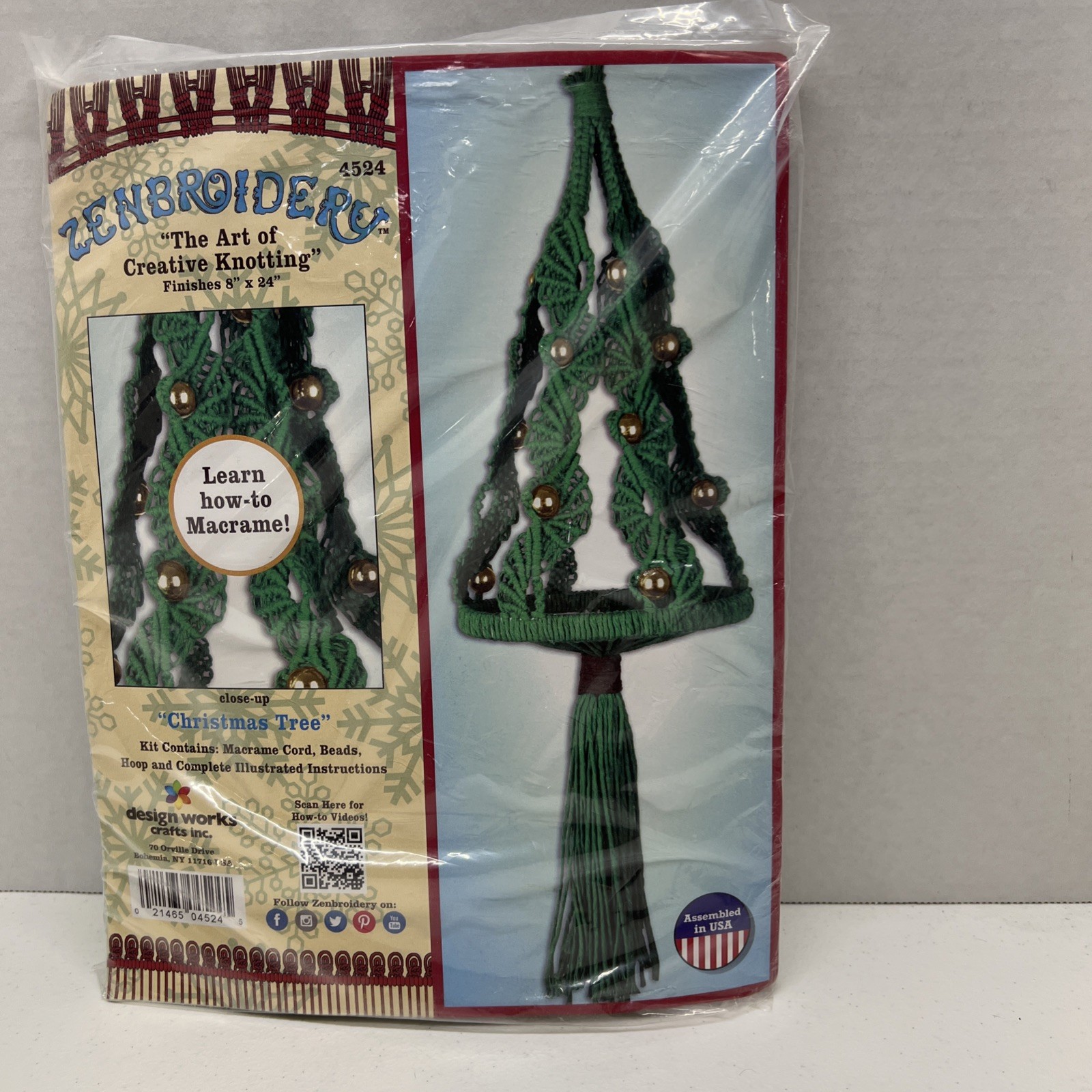 Design Works/Zenbroidery Macrame Wall Hanging Kit 8"X24" Christmas Tree