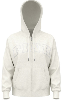 Victoria's Secret XXLARGE *PINK* IVY FLEECE CAMPUS FULL-ZIP HOODIE Snow Heather