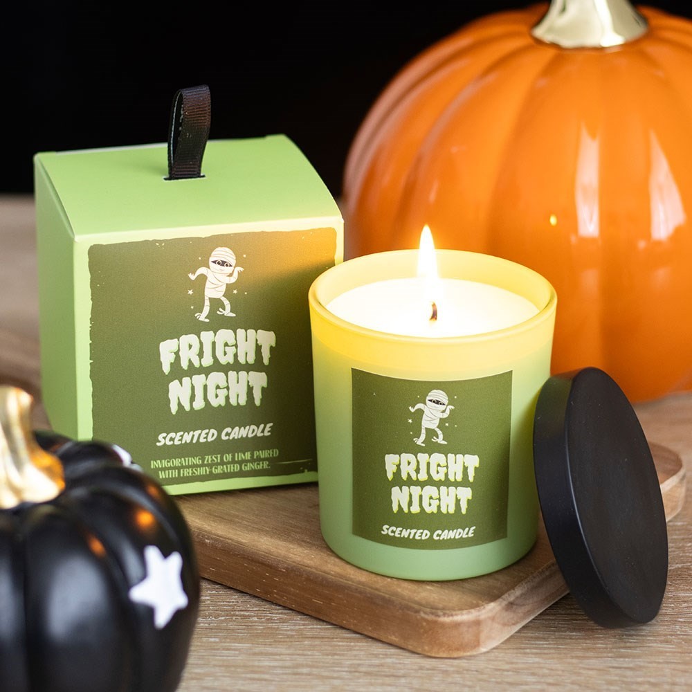 Spooky Gothic Witchy Fright Night Lime & Ginger  Glass Jar Scented Gift Candle