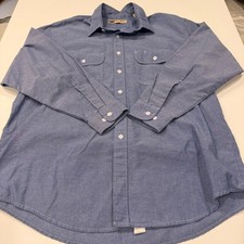 Vintage BIG MAC Blue Chambray Work Shirt 16-16.5 Heritage Workwear Tall