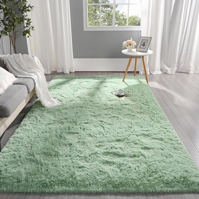 Pettop Fluffy Sage Green Rug for Bedroom Living Room, 5x8