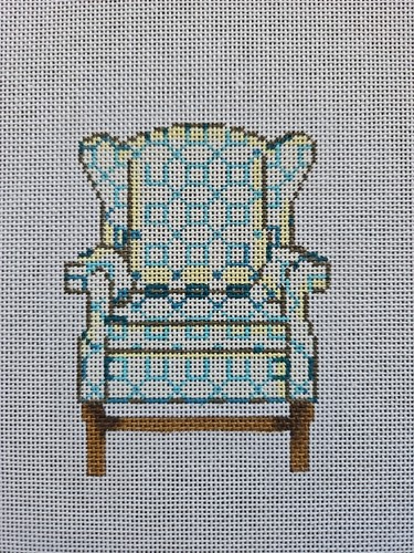 HANDPAINTED NEEDLEPOINT CANVAS Arm Chair 18m