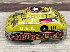 VTG U.S.A. ARMY M-50 TIN LITHO WIND UP MILITARY TANK TOY JAPAN SMALL MINIATURE